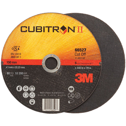Cubitron II Cut-Off Wheel, 4-1/2" x 0.04"/0.045", 7/8" Arbor, Type 27, Ceramic, 13300 RPM Nassau Supply