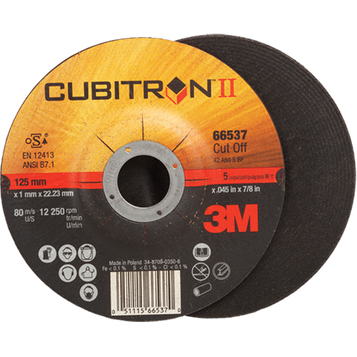 Cut-Off Wheels - CubitronII, 5" x 0.045", 7/8" Arbor, Type 27, Ceramic, 12250 RPM Nassau Supply