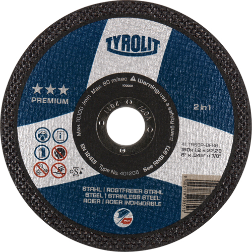 Premium 2 In 1 Thincut Cut-Off Wheel, 7" x 1/16", 7/8" Arbor, Type 1, Aluminum Oxide, 8600 RPM Nassau Supply