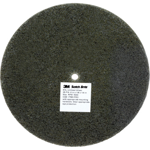 Meule unitaris&eacute;e EXL Scotch-Brite, 6" x 1/8", Arbre de 1/4", Grain de Fin, Carbure de silicium Nassau Supply