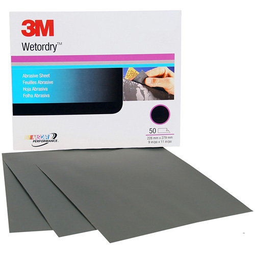 Feuille abrasive Wetordry, 9" x 11", Grain P220, Oxyde d'aluminium Nassau Supply
