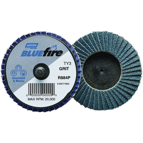 BlueFire&reg; R884P Plastic Flat Mini Flap Disc, 2" x Type 27, P80 Grit, Zirconia Alumina Nassau Supply