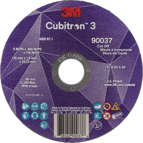Meule &agrave; tronçonner Cubitron 3, 5" x 0,045", Arbre de 7/8", Type 1, C&eacute;ramique, 12250 Tr/min Nassau Supply