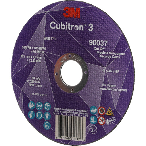 Meule &agrave; tronçonner Cubitron 3, 5" x 0,045", Arbre de 7/8", Type 1, C&eacute;ramique, 12250 Tr/min Nassau Supply