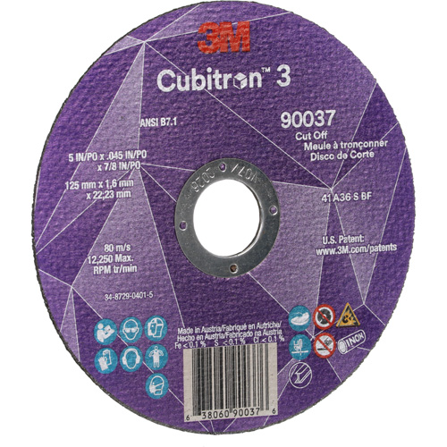 Meule &agrave; tronçonner Cubitron 3, 5" x 0,045", Arbre de 7/8", Type 1, C&eacute;ramique, 12250 Tr/min Nassau Supply