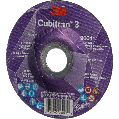 Meule &agrave; tronçonner Cubitron 3, 4-1/2" x 0,045", Arbre de 7/8", Type T27, C&eacute;ramique, 13 300 Tr/min Nassau Supply