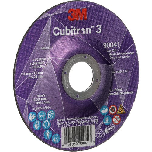 Meule &agrave; tronçonner Cubitron 3, 4-1/2" x 0,045", Arbre de 7/8", Type T27, C&eacute;ramique, 13 300 Tr/min Nassau Supply