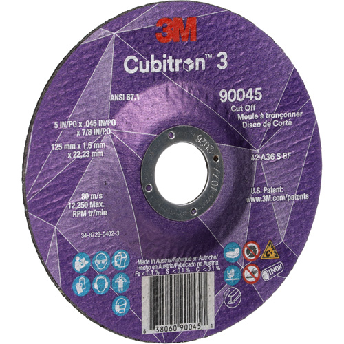 Meule &agrave; tronçonner Cubitron 3, 5" x 0,045", Arbre de 7/8", Type T27, C&eacute;ramique, 12250 Tr/min Nassau Supply