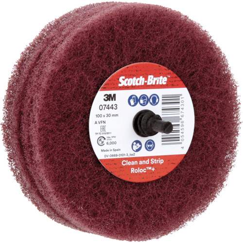 Roue de ponçage &agrave; usage g&eacute;n&eacute;ral Scotch-Brite Roloc Plus, 4" dia. Nassau Supply