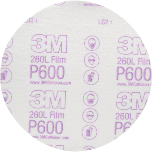 Hookit Finishing Film Abrasive Disc 260L 00971, 6" Dia., P600 Grit, Aluminum Oxide Nassau Supply