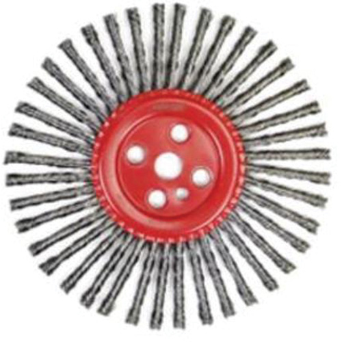 Brosse &agrave; fils nou&eacute;s pour cordons de soudure, Dia. 12", Fils 0,035", Arbre 1", Acier Nassau Supply