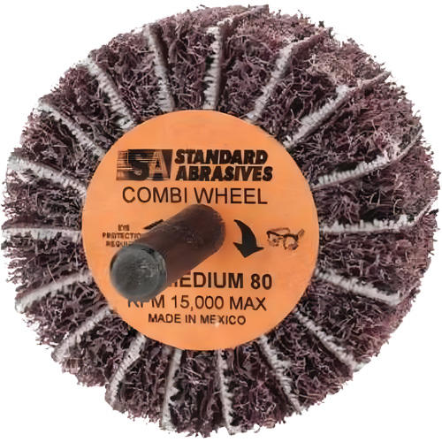 Roue Combi Buff and Blend 898001 Standard Abrasives, 2" dia. x 1" la, Arbre 1/4", Oxyde d'aluminium Nassau Supply