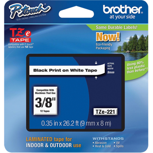 Cartouches de ruban Tze, 9 mm x 314,96" ou 8 m, Noir sur blanc Nassau Supply