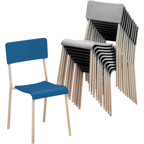 Ventura Stacking Chair, Plastic, Blue Nassau Supply