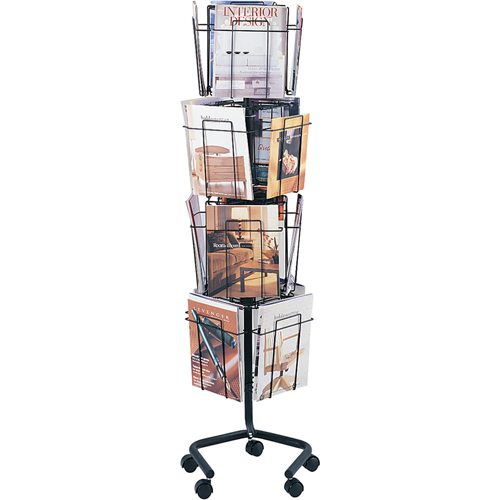 Pr&eacute;sentoirs pivotants pour documentation, Rotatif, 16 fentes, Fil m&eacute;tallique, 15" la x 15" p x 60" h Nassau Supply