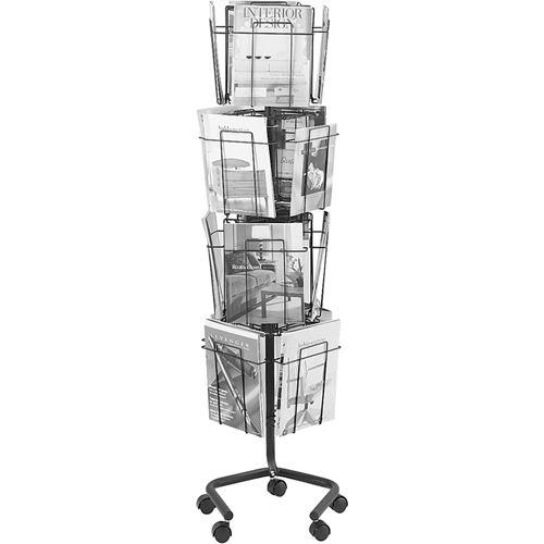 Pr&eacute;sentoirs pivotants pour documentation, Rotatif, 16 fentes, Fil m&eacute;tallique, 15" la x 15" p x 60" h Nassau Supply