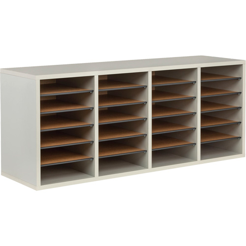 Casier &agrave; compartiments r&eacute;glable pour documentation, Stationnaire, 24 fentes, Bois, 39-1/4" la x 11-3/4" p x 16-1/4" h Nassau Supply