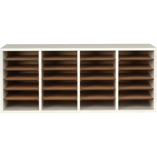 Casier &agrave; compartiments r&eacute;glable pour documentation, Stationnaire, 24 fentes, Bois, 39-1/4" la x 11-3/4" p x 16-1/4" h Nassau Supply