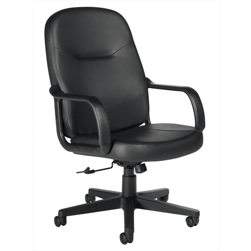 Fauteuil de bureau, Cuir, Noir Nassau Supply