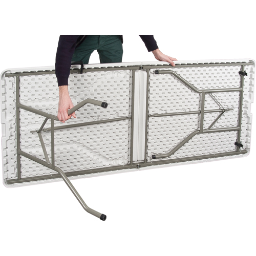 Fold-in-Half Table, Rectangular, 72" L x 30" W, Polyethylene, White Nassau Supply