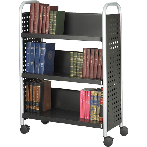 Scoot Book Carts, 200 lbs. Capacity, Black, 14-1/4" D x 33" L x 44-1/4" H, Steel Nassau Supply