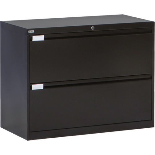 Classeur lat&eacute;ral, Acier, 2 tiroirs, 36" la x 18" p x 27-7/8" h, Noir Nassau Supply
