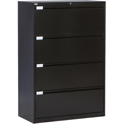 Classeur lat&eacute;ral, Acier, 4 tiroirs, 36" la x 18" p x 53-3/8" h, Noir Nassau Supply