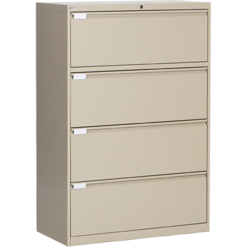 Lateral Filing Cabinet, Steel, 4 Drawers, 36" W x 18" D x 53-3/8" H, Beige Nassau Supply
