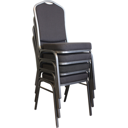 Chaises empilables, Tissu, Hauteur 37", Capacit&eacute; 275 lb, Noir Nassau Supply