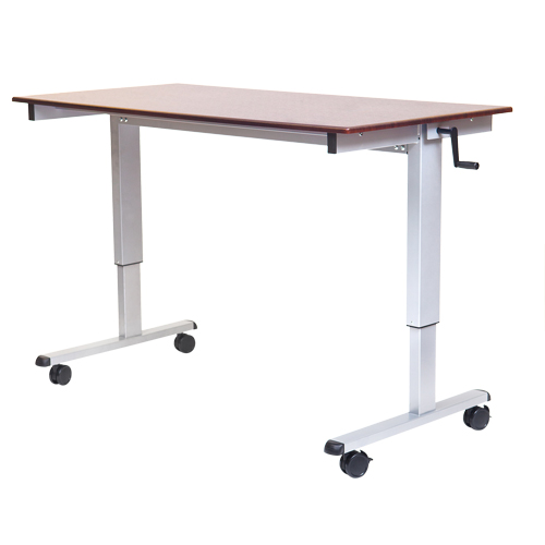 Adjustable Stand-Up Workstations, Stand-Alone Desk, 48-1/2" H x 48" W x 32-1/2" D, Walnut Nassau Supply