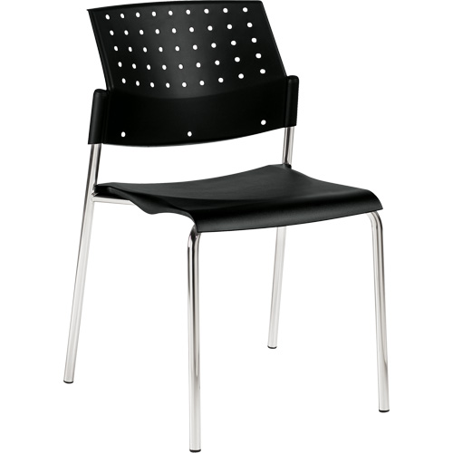 Chaise sans accoudoirs empilables, Plastique, Hauteur 33", Capacit&eacute; 300 lb, Noir Nassau Supply
