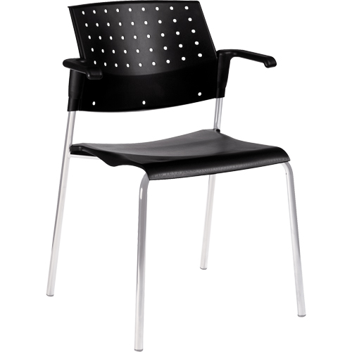 Stacking Chairs, Plastic, 33" High, 300 lbs. Capacity, Black Nassau Supply