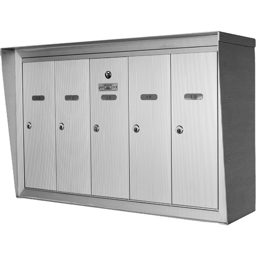 Boîtes aux lettres plateforme unique, Fixation Mural, 16" x 5-1/2", 4 portes, Aluminium Nassau Supply