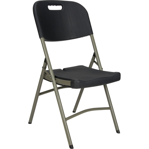 Folding Chair, Polyethylene, Black, 350 lbs. Weight Capacity Nassau Supply
