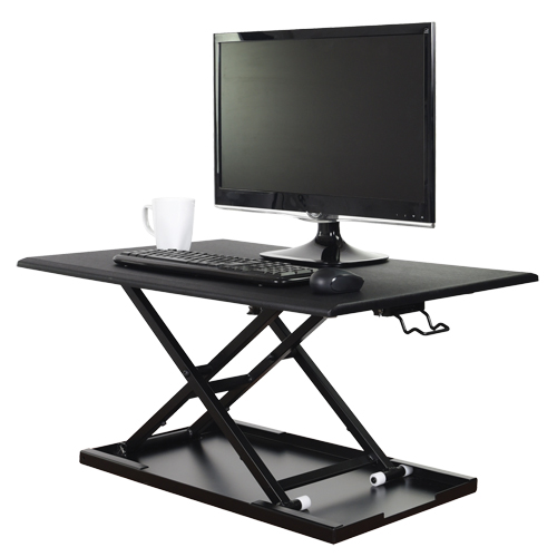 Adjustable Stand-Up Desk, Desktop Unit, 15-3/4" H x 31-1/2" W x 22-1/2" D, Black Nassau Supply