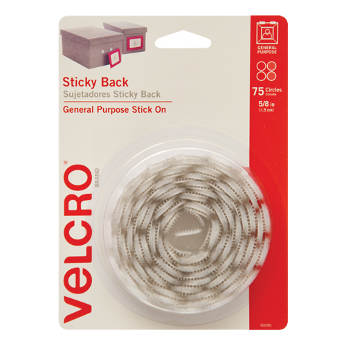 Attaches en jeton, Boucle et crochet, 5/8" dia., Adh&eacute;sif, Blanc Nassau Supply