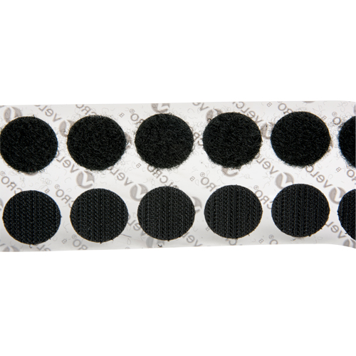 Attaches en jeton, Boucle et crochet, 3/4" dia., Adh&eacute;sif, Noir Nassau Supply
