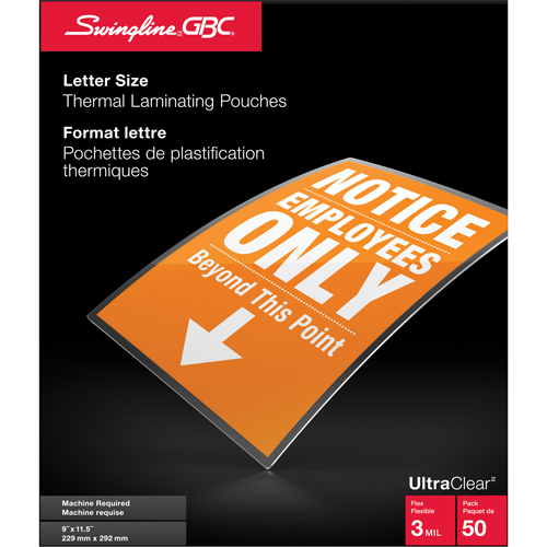 Swingline UltraClear Laminating Letter Pouches Nassau Supply