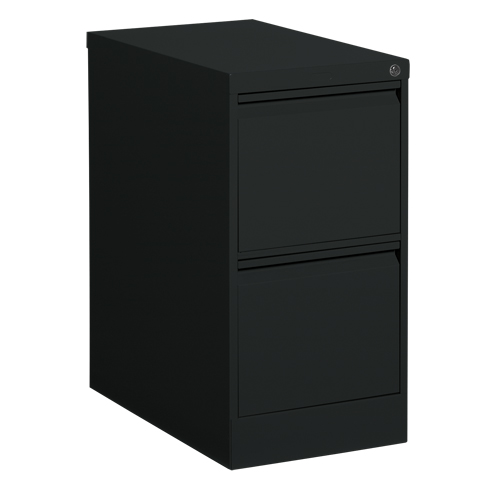 Vertical Filing Cabinet, Steel, 2 Drawers, 15-1/7" W x 25" D x 29" H, Black Nassau Supply