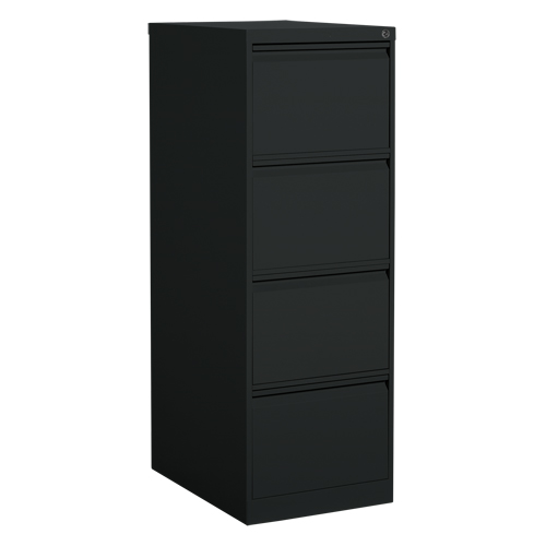Vertical Filing Cabinet, Steel, 4 Drawers, 18-1/7" W x 25" D x 52" H, Black Nassau Supply