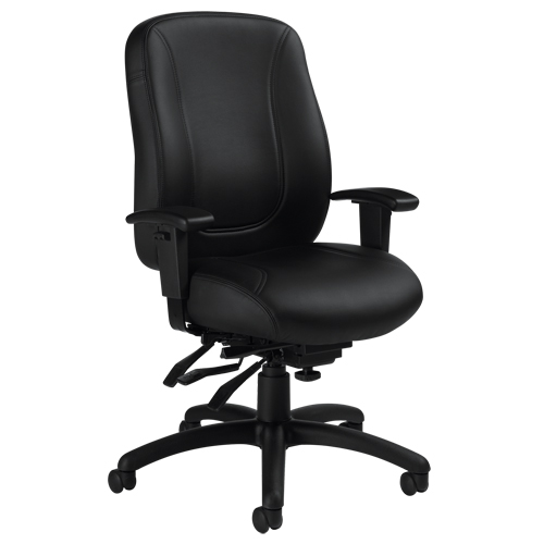 Chaise Overtime &agrave; dos &eacute;lev&eacute;, Cuir, Noir, Capacit&eacute; 300 lb Nassau Supply