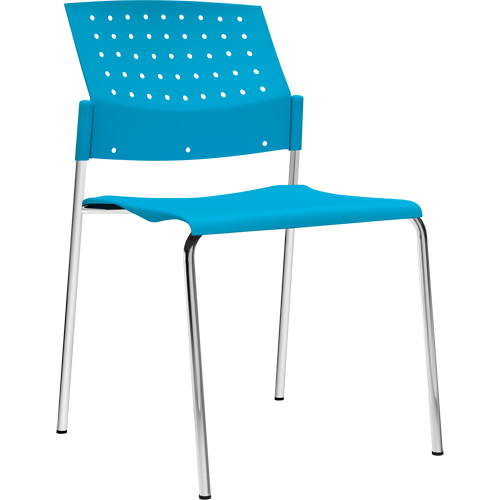 Chaises sans accoudoirs empilables, Plastique, Hauteur 33", Capacit&eacute; 300 lb, Bleu Nassau Supply