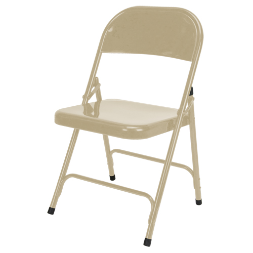 Folding Chair, Steel, Beige, 300 lbs. Weight Capacity Nassau Supply