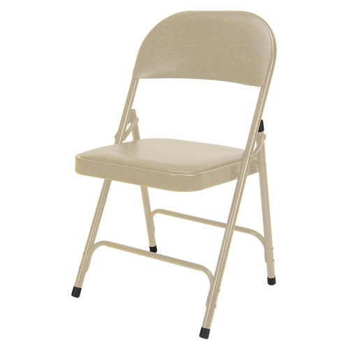 Vinyl Padded Folding Chair, Steel, Beige, 300 lbs. Weight Capacity Nassau Supply
