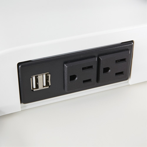 Soar Sit/Stand Electric Desk with Dual Monitor Arm, Desktop Unit, 37-1/4" H x 27-3/4" W x 22" D, White Nassau Supply