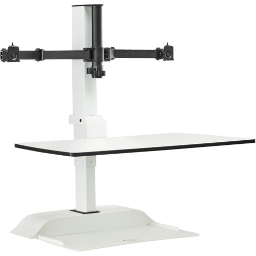Soar Sit/Stand Electric Desk with Dual Monitor Arm, Desktop Unit, 37-1/4" H x 27-3/4" W x 22" D, White Nassau Supply