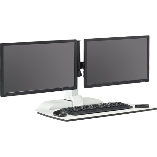 Soar Sit/Stand Electric Desk with Dual Monitor Arm, Desktop Unit, 37-1/4" H x 27-3/4" W x 22" D, White Nassau Supply