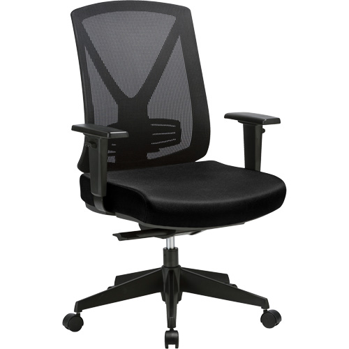 Chaise ajustable de premi&egrave;re qualit&eacute; &agrave; basculement synchronis&eacute; s&eacute;rie Activ, Tissu/Mailles, Noir, Capacit&eacute; 275 lb Nassau Supply