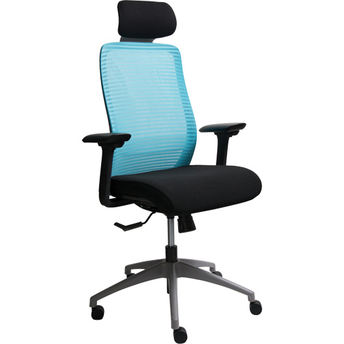 Era Series Adjustable Office Chair with Headrest, Fabric/Mesh, Blue, 275 lbs. Capacity Nassau Supply