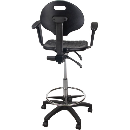 Tabouret ergonomique robuste avec accoudoirs r&eacute;glables et roulettes en nylon, Mobile, Ajustable Hauteur, Capacit&eacute; 250 lb Nassau Supply